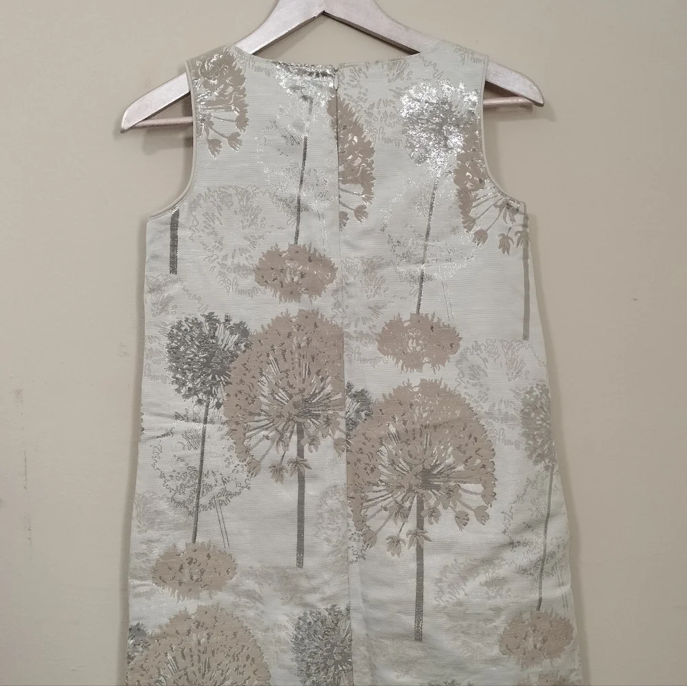 Gap Kids Sz XXL 14-16 Jacquard Floral Sleeveless Dress White and Beige Party